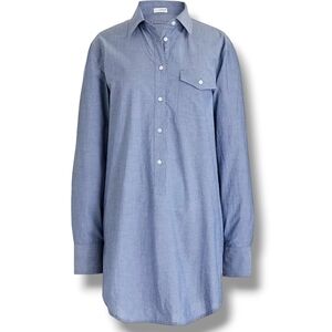 J. Crew Chambray Shirt Womens XXL Blue Tunic Roll Tab Sleeves Pocket